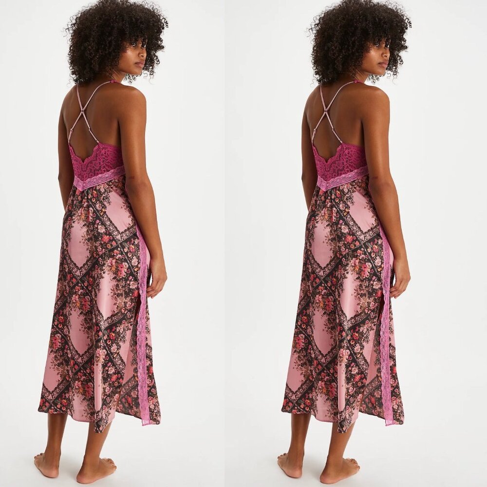 Free People Just Dreamy Maxi Slip Dusty Mauve Combo Medium NWT